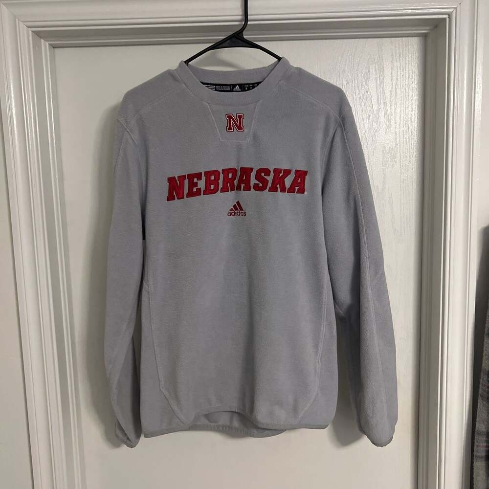 Adidas Nebraska Cornhuskers ClimaWarm Crewneck Pullover Gray Sweatshirt